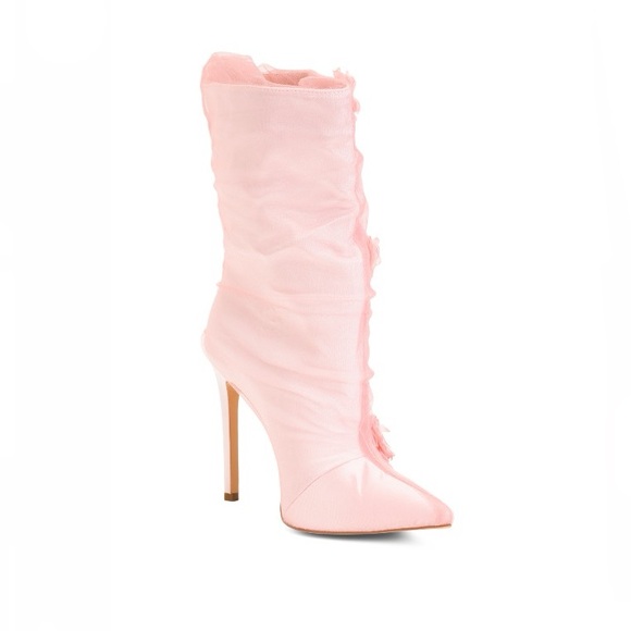 Azalea Wang Acacia Pointy Toe Floral Booties Pink Women’s Size 8 - Picture 7 of 13